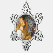 クリスマスエンジェル音楽ブルーグリーンターコイズ スノーフレークピューターオーナメント (右)