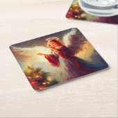 クリスマスエンジェル3 スクエアペーパーコースター (アングル)