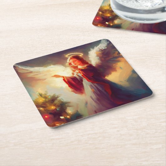 クリスマスエンジェル3 スクエアペーパーコースター (アングル)