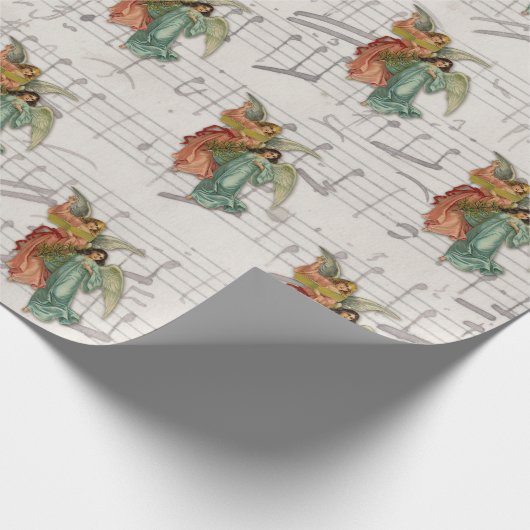 クリスマスエンジェル – アンティークビクトリアンミュージックヴィンテージ ラッピングペーパー (角)