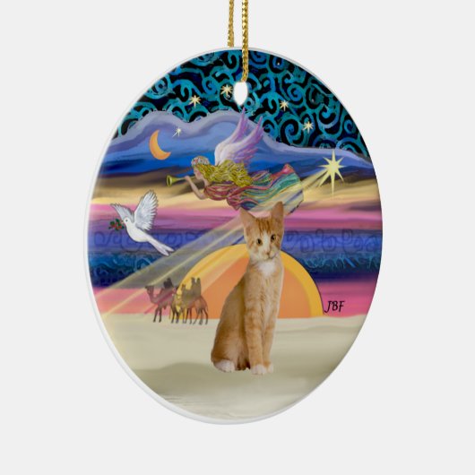 クリスマスエンジェル – オレンジ – 白いタビー猫40 セラミックオーナメント (右)