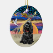 クリスマスエンジェル – コッカー（黒） セラミックオーナメント (右)
