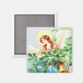 クリスマスエンジェル&ベルヴィンテージマグネット マグネット (正面/裏面)