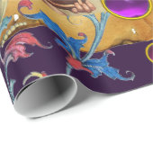 クリスマスエンジェル、レッドブルーフローラパーチメントピンク宝石 ラッピングペーパー (ロールコーナー)