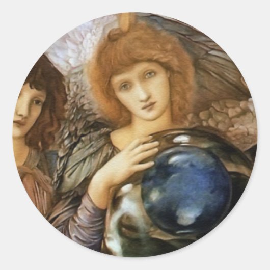 クリスマスエンジェル – 「創造の日」ヴィンテージアート ラウンドシール (正面)