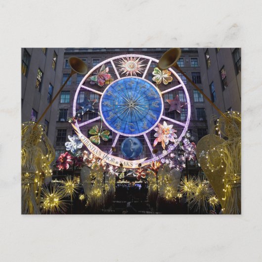 クリスマスエンジェル&〔占星術の〕十二宮図ホイール， NYC - ポストカード (正面)