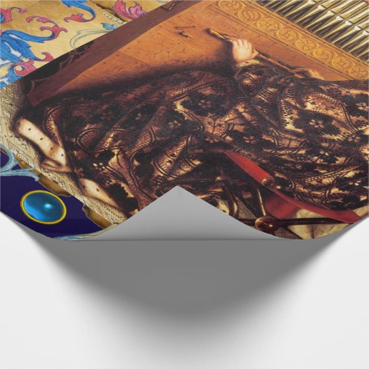 クリスマスエンジェル,赤い青い宝石,フローラパーチメント ラッピングペーパー (角)