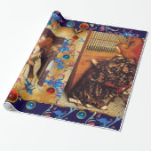 クリスマスエンジェル,赤い青い宝石,フローラパーチメント ラッピングペーパー (アンロールド)