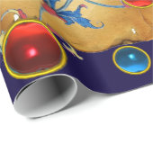 クリスマスエンジェル,赤い青い宝石,フローラパーチメント ラッピングペーパー (ロールコーナー)