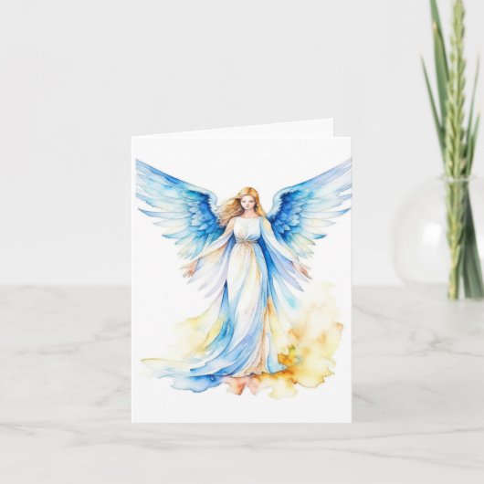 クリスマスエンジェルB – 水彩画&ペン カード (正面)