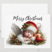 クリスマスエンジェルwithカーディナルホリデーカード シーズンカード (正面/裏面)