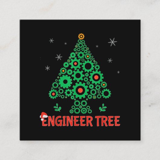 クリスマスエンジニアツリーメカニカルエンジニアリング スクエア名刺 (正面)