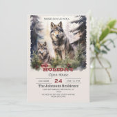 クリスマスオオカミ水彩画 招待状 (スタンド正面)
