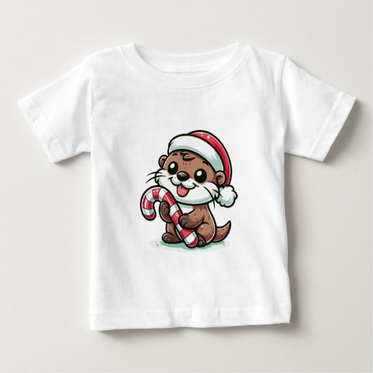 クリスマスオッターの漫画 ベビーTシャツ (正面)