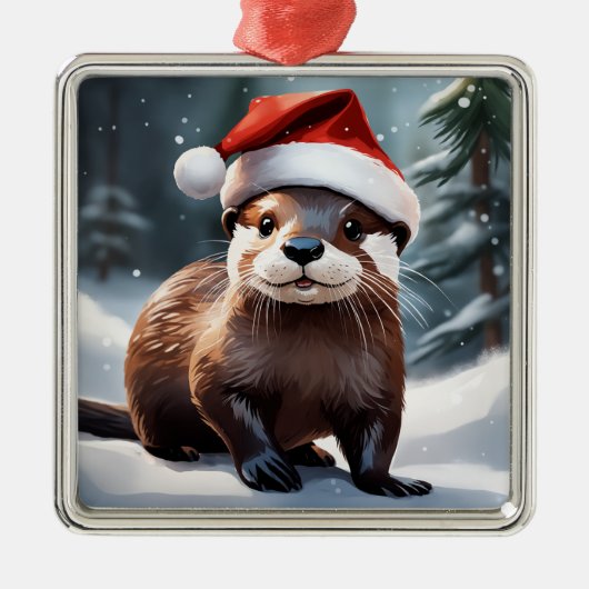 クリスマスオッターオーナメント メタルオーナメント (正面)