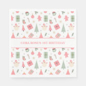 クリスマスオハイドーおもしろいファースト誕生日 スタンダードランチョンナプキン (正面)
