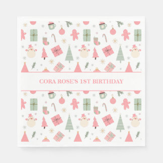 クリスマスオハイドーおもしろいファースト誕生日 スタンダードランチョンナプキン