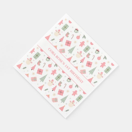 クリスマスオハイドーおもしろいファースト誕生日 スタンダードランチョンナプキン (角)