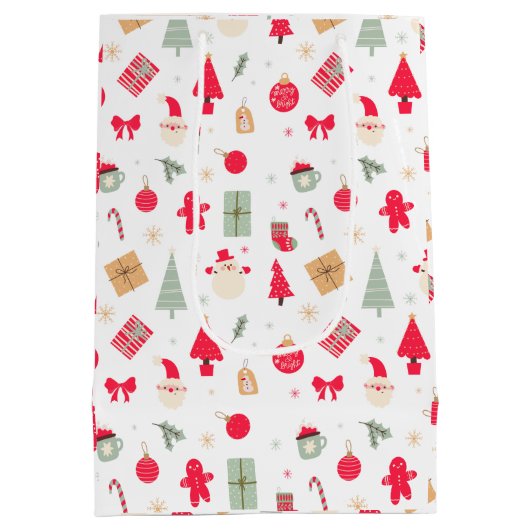 クリスマスオハイドーおもしろいファースト誕生日 ミディアムペーパーバッグ (裏面)