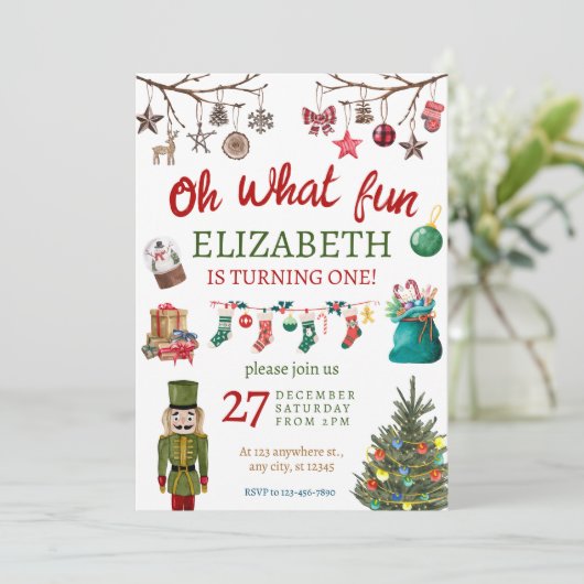 クリスマスオハイドーおもしろいファースト誕生日 招待状 (スタンド正面)