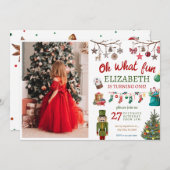 クリスマスオハイドーおもしろいファースト誕生日 招待状 (正面/裏面)