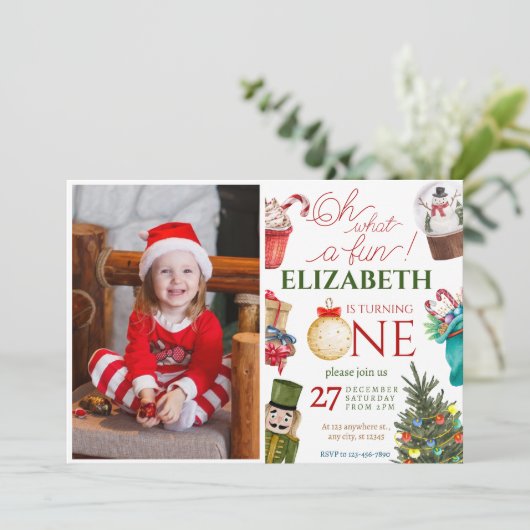 クリスマスオハイドーおもしろいファースト誕生日 招待状 (スタンド正面)