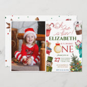 クリスマスオハイドーおもしろいファースト誕生日 招待状 (正面/裏面)