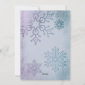 クリスマスオパール色のブルーパープルスノーフレーク写真 シーズンカード (裏面)