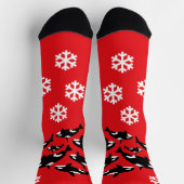 クリスマスオルカキラークジラと雪片レッド ソックス (上部)