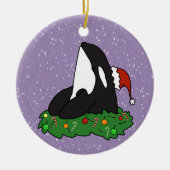 クリスマスオルカキラークジラ セラミックオーナメント (正面)