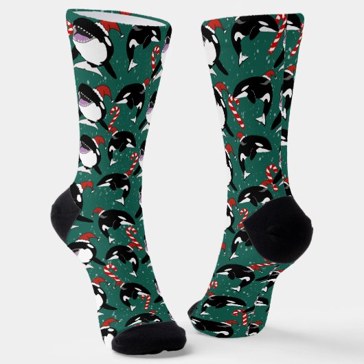 クリスマスオルカキラークジラ ソックス (傾斜あり)