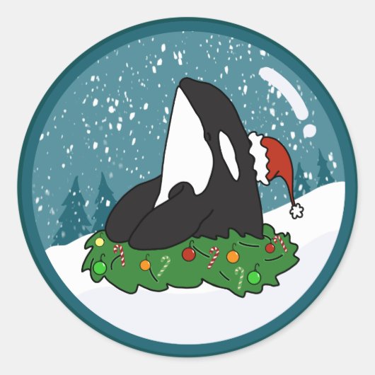 クリスマスオルカキラークジラ ラウンドシール (正面)