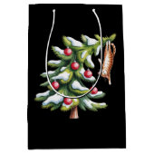 クリスマスオレンジキャットツリー猫好きファミリークリスマス ミディアムペーパーバッグ (正面)