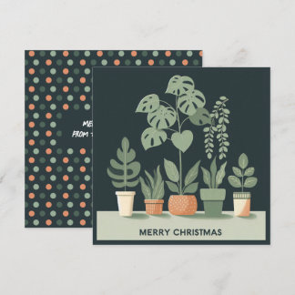 クリスマスオレンジグリーン鉢植え シーズンカード