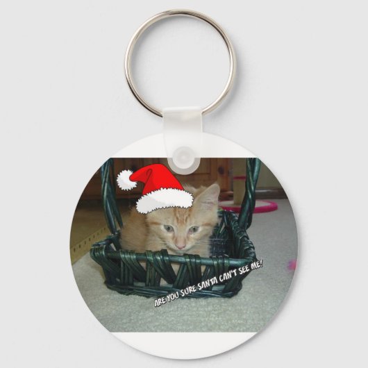 クリスマスオレンジ虎猫キティキャット キーホルダー (正面)