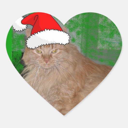クリスマスオレンジ虎猫キティキャット ハートシール (正面)