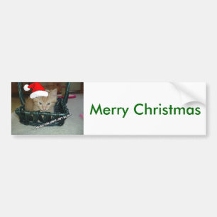 クリスマスオレンジ虎猫キティキャット バンパーステッカー