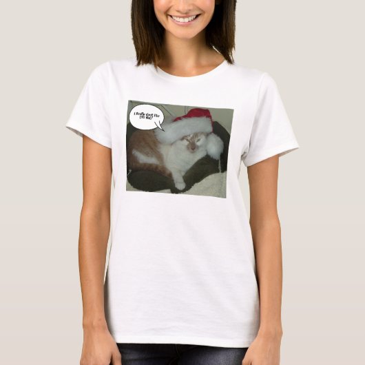 クリスマスオレンジ虎猫キティキャット Tシャツ (正面)