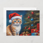 クリスマスオレンジ虎猫子猫 シーズンポストカード (正面/裏面)