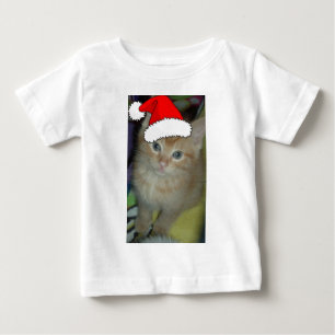 クリスマスオレンジ虎猫子猫 ベビーTシャツ