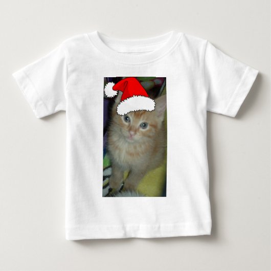クリスマスオレンジ虎猫子猫 ベビーTシャツ (正面)