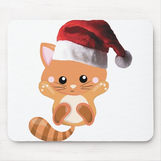クリスマスオレンジ虎猫子猫 マウスパッド (正面)