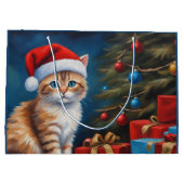 クリスマスオレンジ虎猫子猫 ラージペーパーバッグ (裏面)