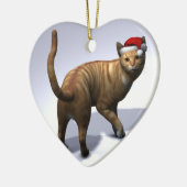 クリスマスオレンジ虎猫 セラミックオーナメント (左)