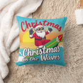 クリスマスオンザウェーブスサンタデザイン クッション (ブランケット)