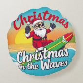 クリスマスオンザウェーブスサンタデザイン ラウンドクッション (裏面)