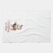 クリスマスオンザファーム納屋周囲の庭動物 キッチンタオル (横)