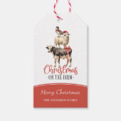 クリスマスオンザファーム納屋周囲の庭動物 ギフトタグ (正面)