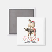 クリスマスオンザファーム納屋周囲の庭動物 マグネット (正面/裏面)