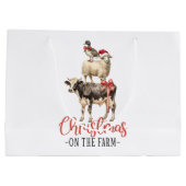クリスマスオンザファーム納屋周囲の庭動物 ラージペーパーバッグ (裏面)
